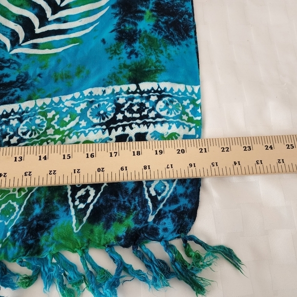 Plam Print Blue & Turquoise Cover Up - Picture 5 of 5
